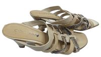 Dámské béžové koženkové páskové sandály na podpatku  Comma vel. 38