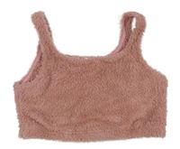 Růžový chlupatý crop top Shein