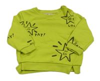 Neonově zelená mikina s hvězdami 