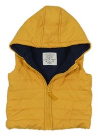 Žlutá šusťáková zateplená vesta s kapucí F&F