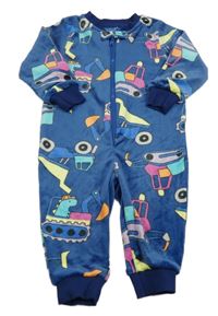 Modrý plyšový overal s bagry