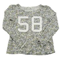 Bílé květinové triko s číslem H&M