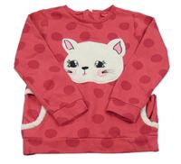 Tmavorůžová puntíkatá mikina s kočkou LC Waikiki