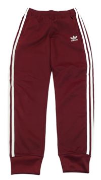 Vínové sportovní kalhoty s logem Adidas