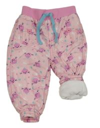 Světlerůžové šusťákové podšité kalhoty s kočkami ERgee