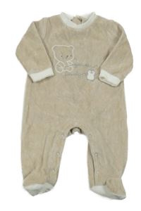 Béžový sametový overal s medvědem 