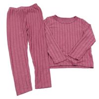 2set- vínové žebrované úpletové triko+ legíny 