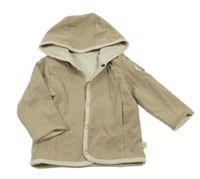 Béžová oboustranná propínací mikina s oslíkem a kapucí 