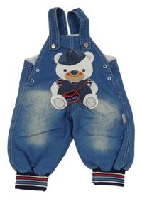 Modré laclové rifle s medvědem 