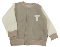 Hnědo-béžová baseballová mikina s písmenek 