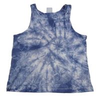 Modro-bílý batikovaný crop top Zara