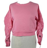 Dámská růžová crop mikina s nařasenými rukávy Bershka