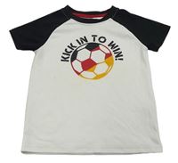 Černo-bílé sportovní tričko s nápisem a míčem Topolino