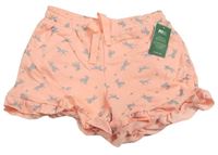 Neonově lososové teplákové kraťasy s jednorožci Matalan