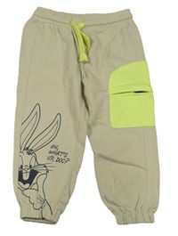 Béžové tepláky s Bugs Bunnym a kapsou 