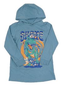 Modré triko s dinosaurem a kapucí F&F