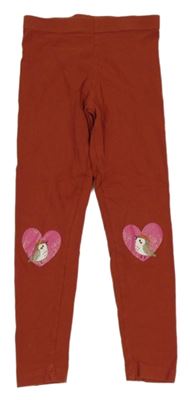 Cihlové legíny se srdíčky a ptáčky Dopodopo