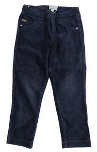 Tmavomodré žebrované sametové tregíny s motýlky Mayoral