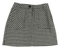 Černo-bílá vzorovaná vlněná sukně Dunnes