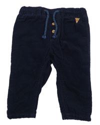 Tmavomodré podšité manšestráky s knoflíky H&M