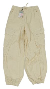 Nové - Krémové plátěné cargo cuff kalhoty Primark
