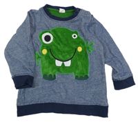 Tmavomodrá melírovaná mikina s příšerkou H&M