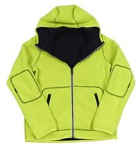 Neonově žlutá fleecová oboustranná funkční bunda s kapucí Decathlon