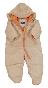 Meruňková šusťáková zimní kombinéza s kapucí DKNY