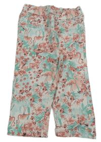 Bílo-zelené vzorované capri džegíny s plameňáky Pepperts