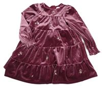 Tmavorůžové sametové šaty s flitry M&S