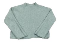 Zelenkavý melírovaný žebrovaný crop svetr Mango