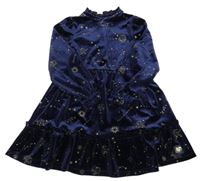 Tmavomodré sametové šaty s obrázky - Harry Potter M&S