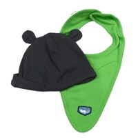 2set . Antracitová žebrovaná čepice + zelený slinták 