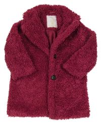 Vínový chlupatý podšitý kabát Matalan