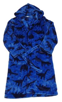 Modrý chlupatý župan s dinosaury a kapucí John Lewis