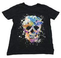 Černé tričko s lebkou Next