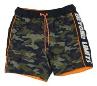 Khaki army plážové kraťasy s nápisem WE