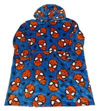 Modrá chlupatá oversize mikina se Spidermanem a kapucí 