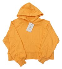 Nové - Oranžová oversize crop mikina s kapucí Zara