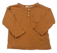 Béžové vzorované triko s kapsou Zara