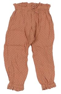 Světlevínové puntíkované mušelínové harémové kalhoty George 