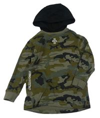 Khaki-šedé army triko s kapucí Next