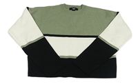 Khak-černo-bílý crop svetr New Look