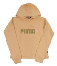 Broskvová crop mikina s logem a kapucí Puma