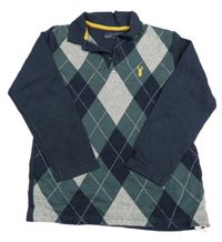 Tmavomodro-kárované polo triko Next