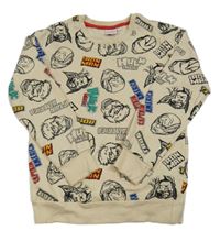 Béžová mikina s hrdiny Marvel