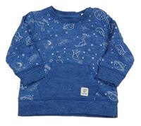 Modrá melírovaná mikina s dinosaury Staccato