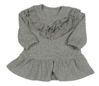 Šedé žebrované šaty s volánky George 