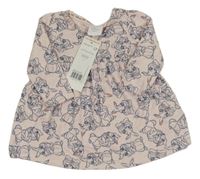 Nové - Světlerůžové bavlněné šaty s Thumperem Disney