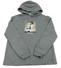 Šedá mikina s basketbalistou a kapucí H&M